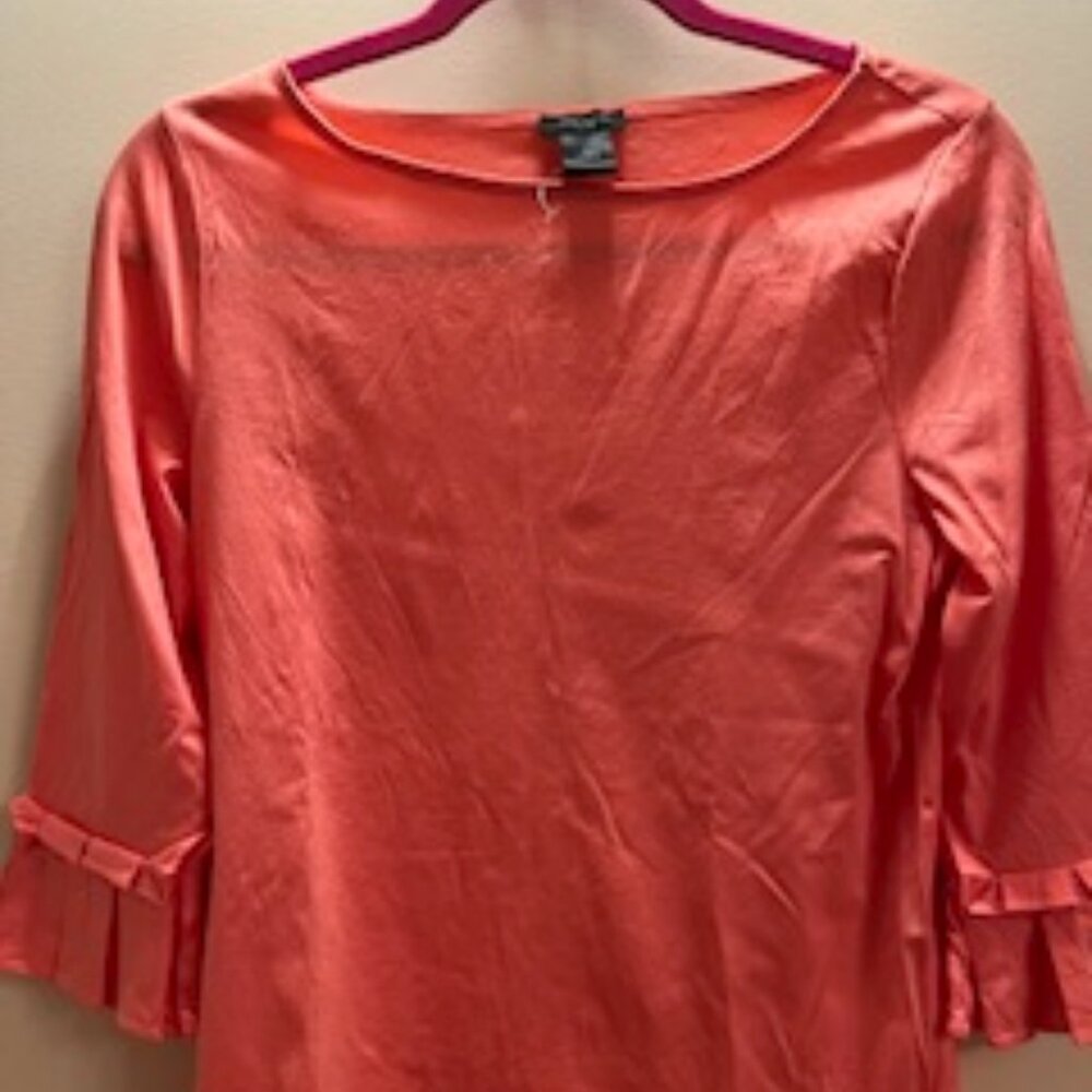 Ann Taylor Factory SMALL Fluted Pleated End Sleeves Coral Peach Color